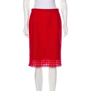 Red Akris Punto Knee-Length Skirt